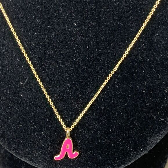 Baublebar 18K Gold Enamel Initial Necklace "A" Pendant Charm Adjustable - Picture 1 of 10